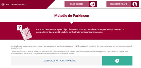 autoquestionnaire médicaments France Parkinson